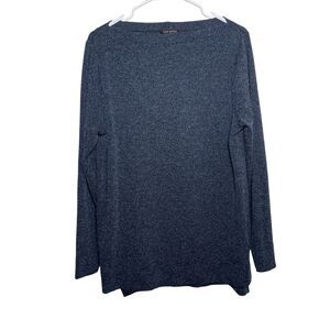 Lane Bryant Blouse Women's 10/12 Blue Knit Boat Neck Tunic Plush Pullover